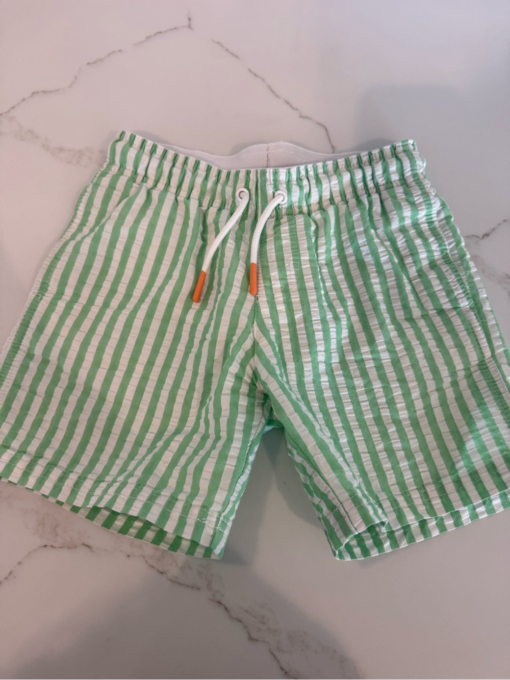 Cat & Jack Green and White Striped Swim Trunks